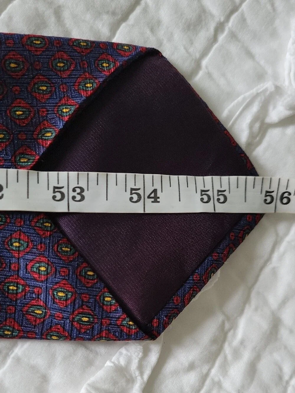 Polo Ralph Lauren Silk Navy Tie with Red/Green Medallion Vintage Like New